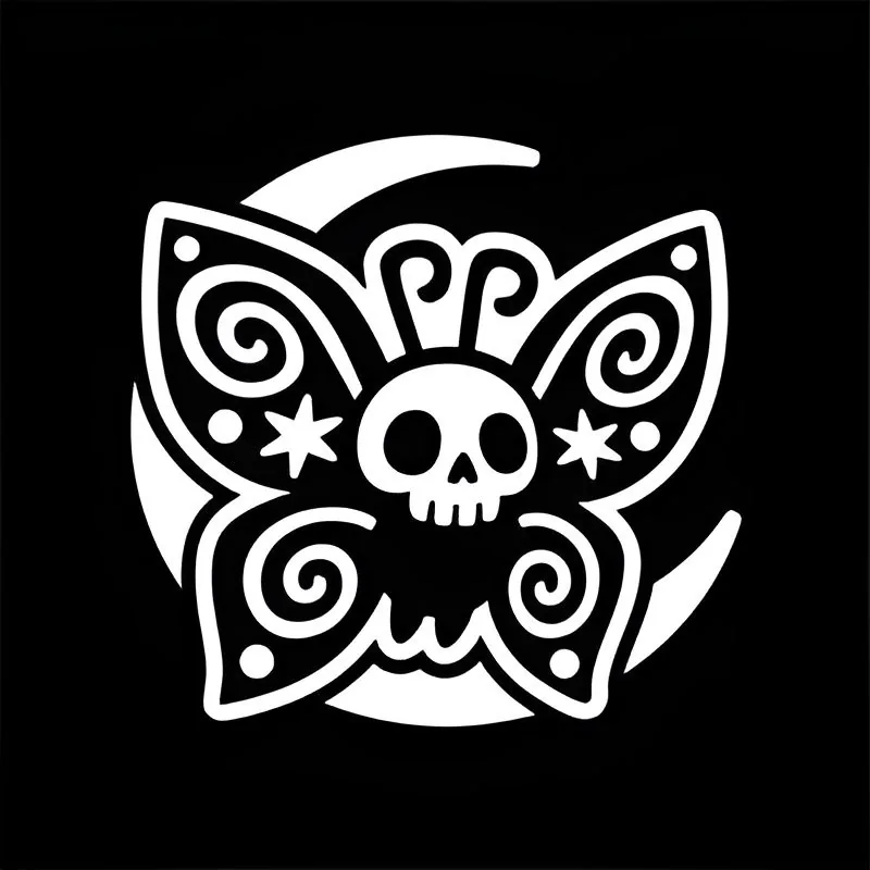 Shiverbug Studios skull-and-moth logo on a black background