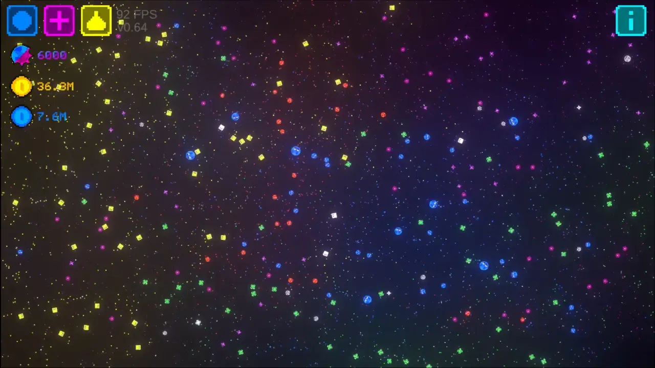 Unicellular: thousands of glowing single celled organisms drifting across a dark field, running at 92 FPS